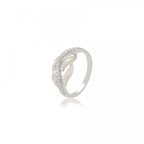 Klasisks gredzens ar baltu cirkonu, platīna pārklājums, 9US izmērs